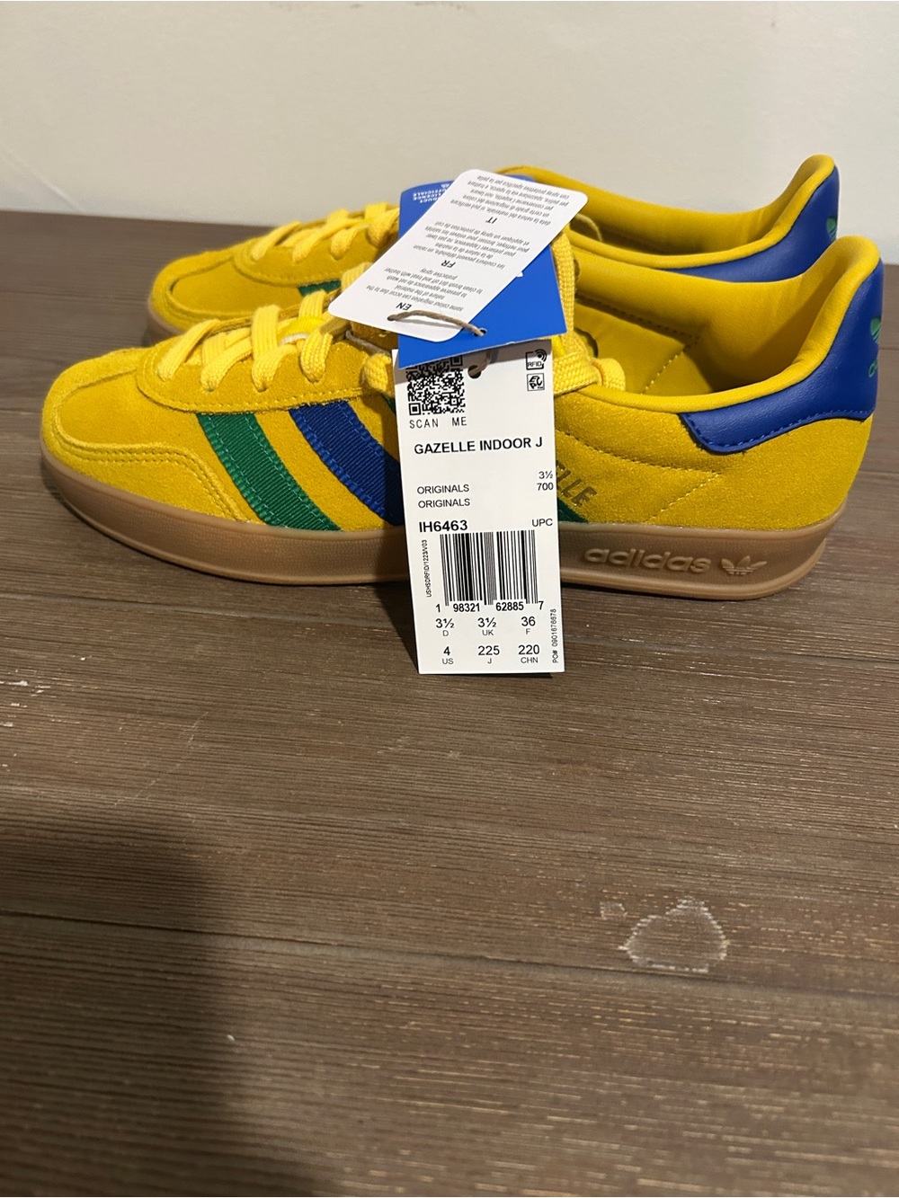adidas Gazelle Indoor J World Cup 2026 Brazil Yellow Blue Green IH6463 Size 4Y - Picture 6 of 11